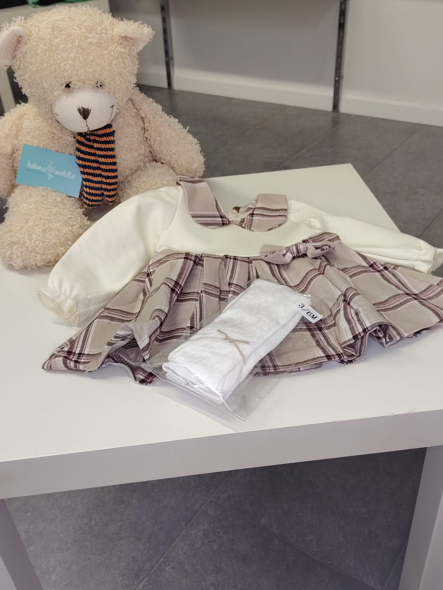 Vestitino beige/bianco