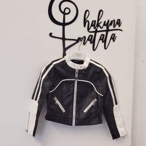 Giacca pelle nera/bianca