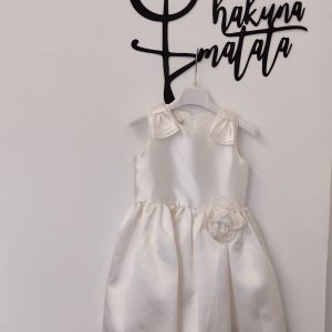 VESTITO BIANCO PANNA CON ROSELLINA